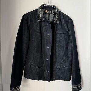 Christine Alexander Black Jean Jacket with Silver Accents